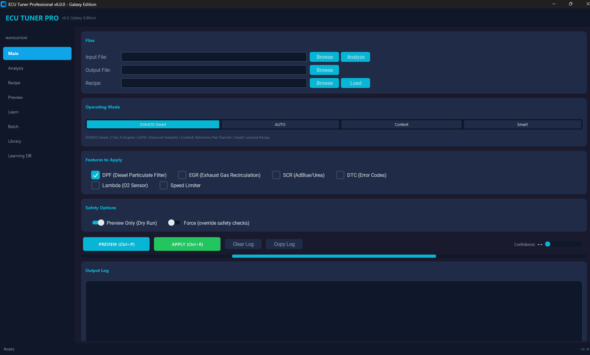 ECU Tuner Professional desktop application with AI processing modes