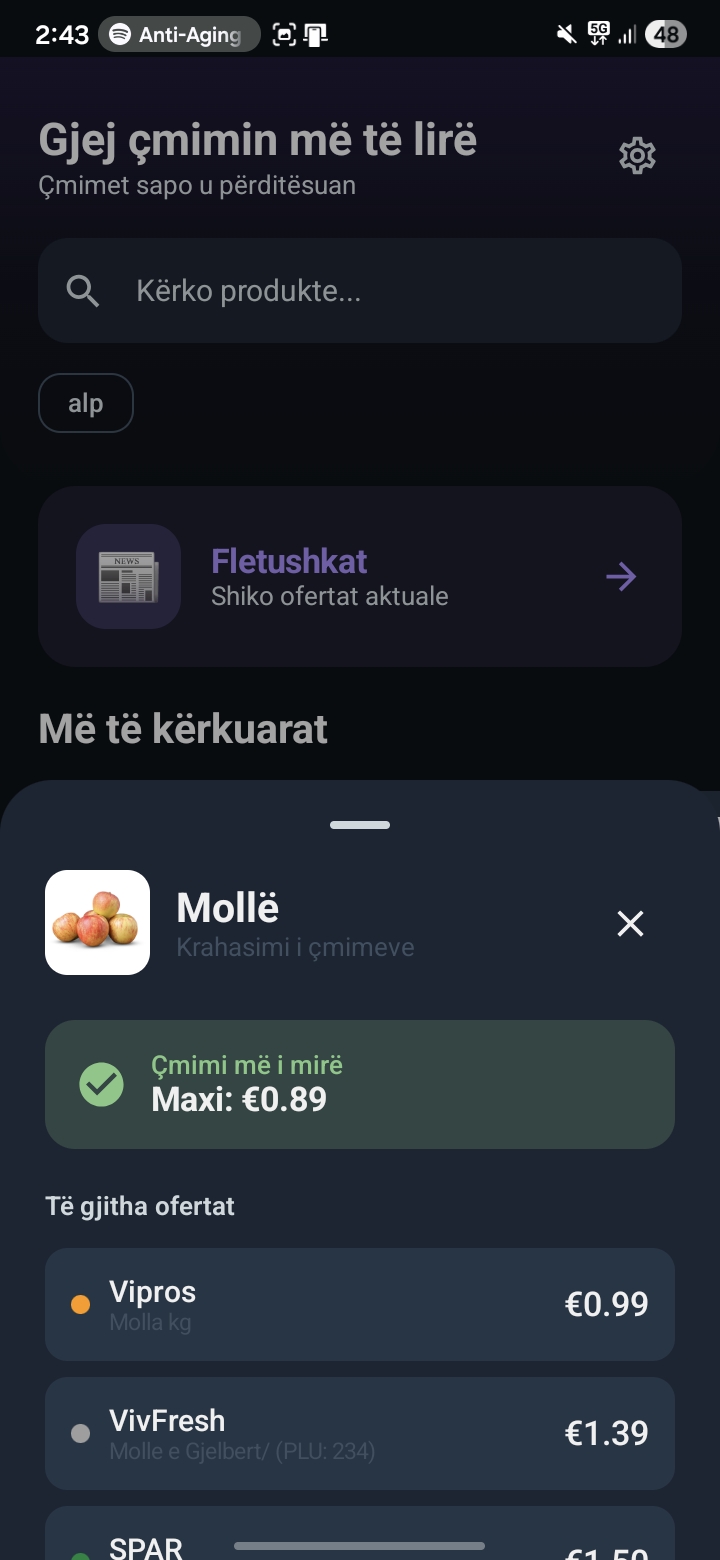 Price comparison opening