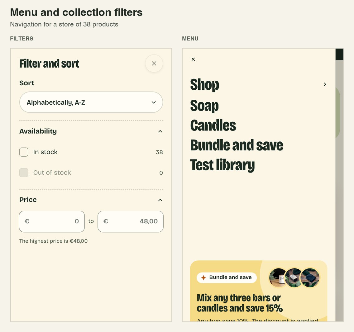 Phone menu with Shop, Soap, Candles, Bundle and save, and a bundle offer card.